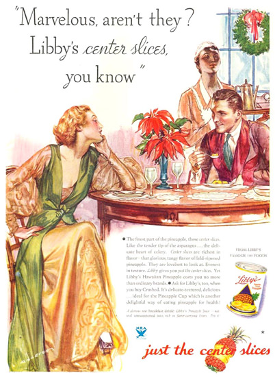 Libbys Pineapple Center Slices 1933 | Sex Appeal Vintage Ads and Covers 1891-1970