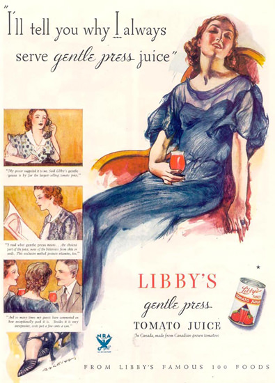 Libbys Tomato Juice Lady 1933 | Sex Appeal Vintage Ads and Covers 1891-1970