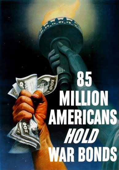 Liberty 85 Million Americans Hold War Bonds | Vintage War Propaganda Posters 1891-1970