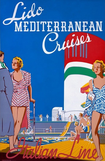 Lido Mediterranean Cruises Italian Line Pool | Sex Appeal Vintage Ads and Covers 1891-1970