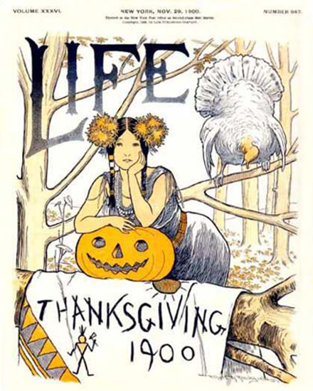 Life Magazine Copyright 1900 Thanksgiving Squaw | Sex Appeal Vintage Ads and Covers 1891-1970