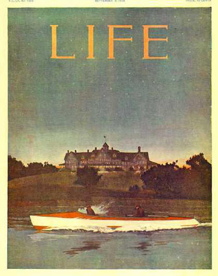 Life Magazine Copyright 1906 Boating On River At Night | Vintage Ad and Cover Art 1891-1970