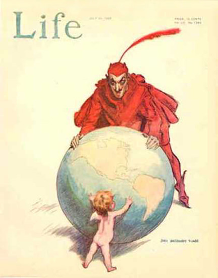 Life Magazine Copyright 1908 Good And Evil Fighting | Vintage Ad and Cover Art 1891-1970