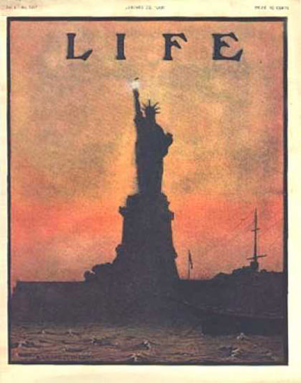 Life Magazine Copyright 1908 New York Liberty Statue | Vintage Ad and Cover Art 1891-1970