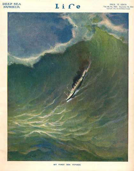 Life Magazine Copyright 1914 Wave Deep Sea Number | Vintage Ad and Cover Art 1891-1970