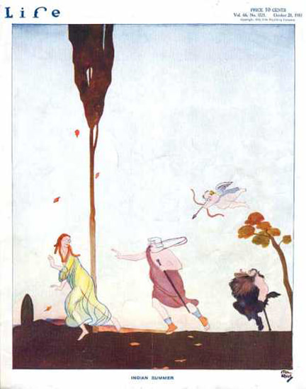 Life Magazine Copyright 1915 Indian Summer Cupid Action | Vintage Ad and Cover Art 1891-1970