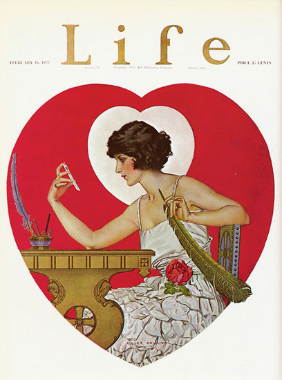 Life Magazine Copyright 1922 Girl Heart Rose | Sex Appeal Vintage Ads and Covers 1891-1970