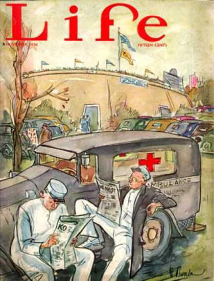 Life Magazine Copyright 1936 Ambulance Mens Break | Vintage Ad and Cover Art 1891-1970