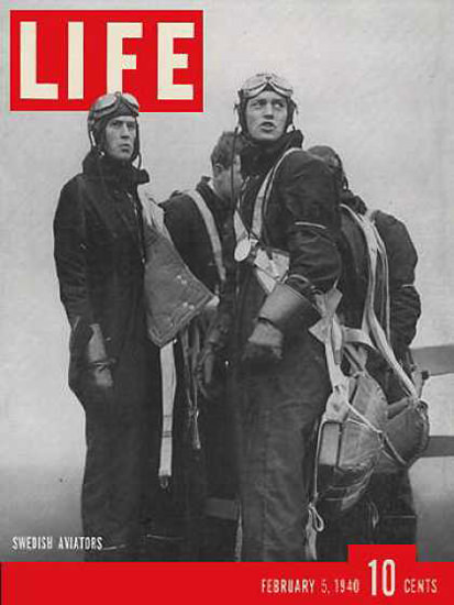 Life Magazine Copyright 1940 Swedish Army Pilots Aviators | Vintage Ad and Cover Art 1891-1970