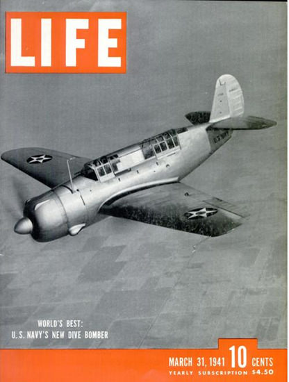 Life Magazine Copyright 1941 US Navy Dive Bomber | Vintage Ad and Cover Art 1891-1970