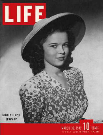 Life Magazine Copyright 1942 Shirley Temple Grows Up | Vintage Ad and Cover Art 1891-1970