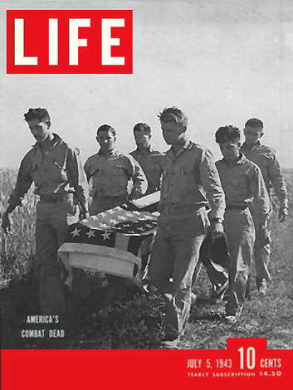 Life Magazine Copyright 1943 US Americas Combat Dead | Vintage Ad and Cover Art 1891-1970