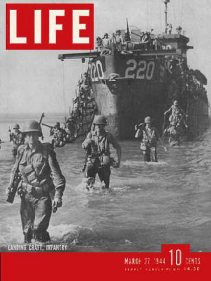 Life Magazine Copyright 1945 Infantry Landing Craft Italy | Vintage Ad and Cover Art 1891-1970