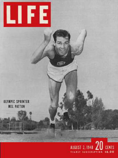 Life Magazine Copyright 1948 Olympic Sprinter Mel Patton | Vintage Ad and Cover Art 1891-1970