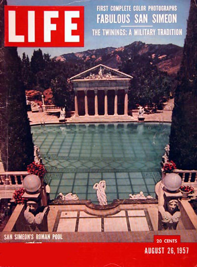 Life Magazine Copyright 1957 San Simeon Roman Pool | Vintage Ad and Cover Art 1891-1970