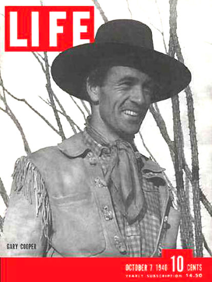 Life Magazine Cover Copyright 1940 Gary Cooper | Sex Appeal Vintage Ads and Covers 1891-1970