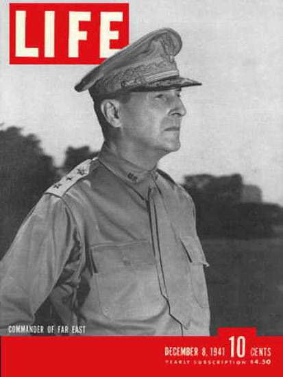 Life Magazine Cover Copyright 1941 General MacArthur | Vintage Ad and Cover Art 1891-1970