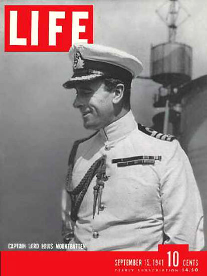 Life Magazine Cover Copyright 1941 Lord Mountbatten | Vintage Ad and Cover Art 1891-1970