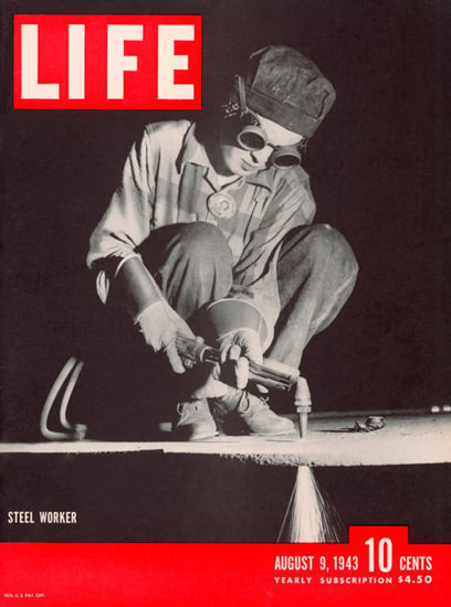 Life Magazine Cover Copyright 1943 Steet Worker | Vintage Ad and Cover Art 1891-1970