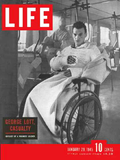 Life Magazine Cover Copyright 1945 Wounded Soldier | Vintage Ad and Cover Art 1891-1970