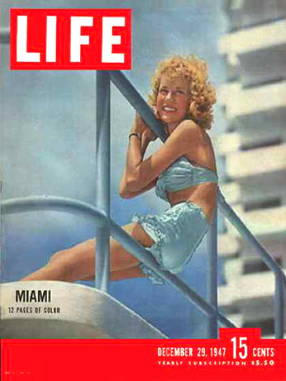 Life Magazine Cover Copyright 1947 Pretty Girl In Miami | Sex Appeal Vintage Ads and Covers 1891-1970