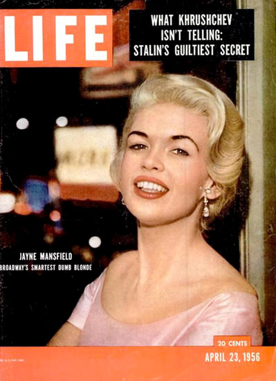 Life Magazine Cover Copyright 1956 Jayne Mansfield | Sex Appeal Vintage Ads and Covers 1891-1970