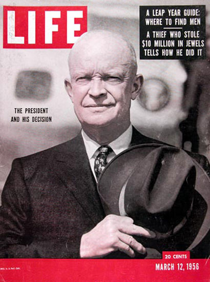 Life Magazine Cover Copyright 1956 President Eisenhower | Vintage Ad and Cover Art 1891-1970