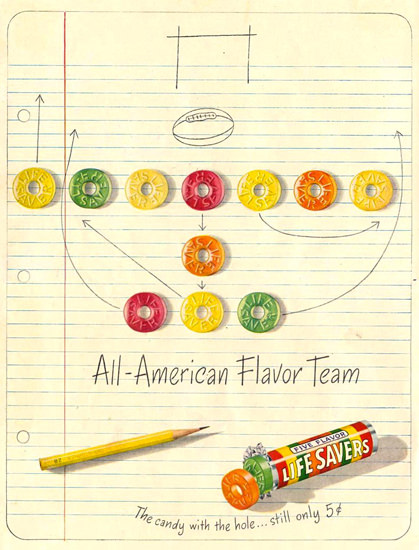 Life Savers All-American Flavor Team NFL 1948 | Vintage Ad and Cover Art 1891-1970