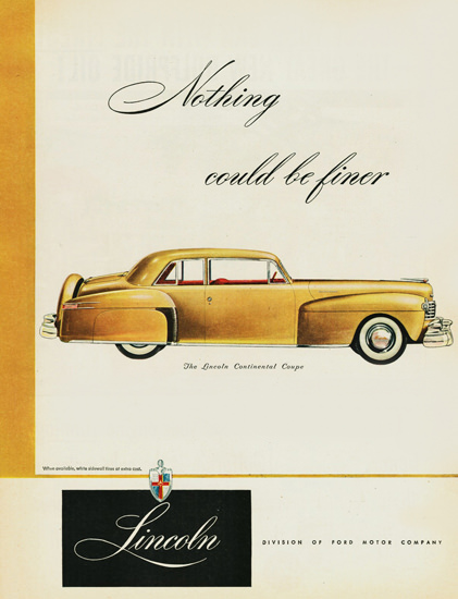 Lincoln Continental Coupe 1947 Yellow | Vintage Cars 1891-1970