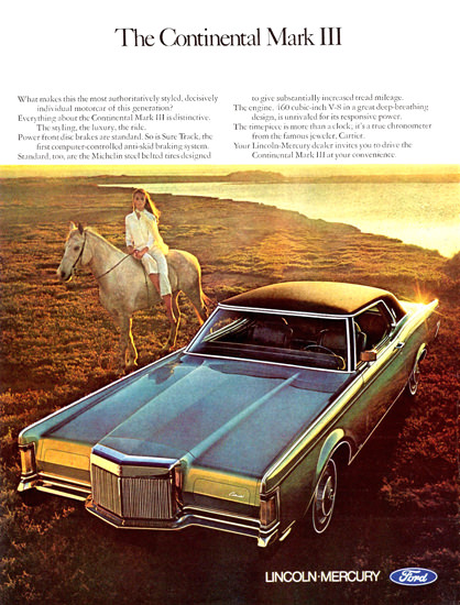 Lincoln Continental Mark III 1970 | Mad Men Art | Vintage Ad Art Collection