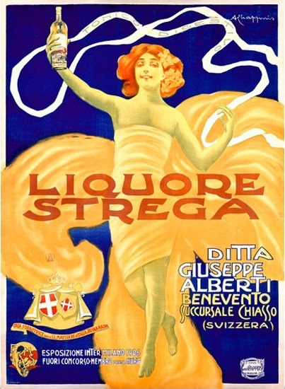 Liquore Strega Giuseppe Alberti Chiasso Svizzera | Sex Appeal Vintage Ads and Covers 1891-1970