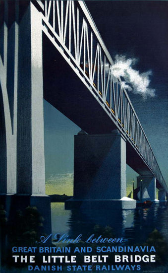 Little Belt Bridge Link Between Great Britain 1951 | Vintage Travel Posters 1891-1970