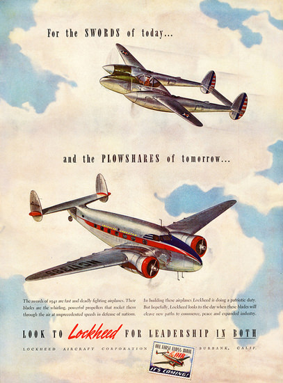 Lockheed For The Swords Of Today 1941 | Vintage War Propaganda Posters 1891-1970