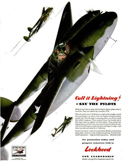 Lockheed P-38 Lighting Call It Lightning 1940s | Mad Men Art | Vintage ...