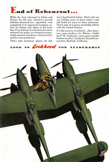 Lockheed P-38 Lighting End Of Rehearsal 1940s | Vintage War Propaganda Posters 1891-1970