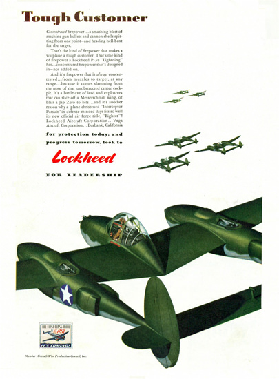 Lockheed P-38 Lighting Tough Customer 1940s | Vintage War Propaganda Posters 1891-1970