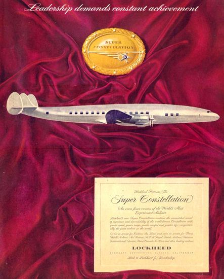 Lockheed Super Constellation 1951 | Vintage Travel Posters 1891-1970