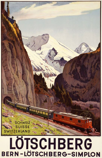 Loetschberg Bern Simplon Schweiz Suisse 1937 | Vintage Travel Posters 1891-1970