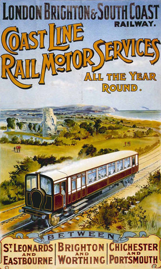 London Brighton Cost Line Rail Motor Services | Vintage Travel Posters 1891-1970