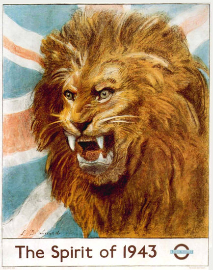 London Underground Lion The Spirit Of 1943 | Vintage Travel Posters 1891-1970