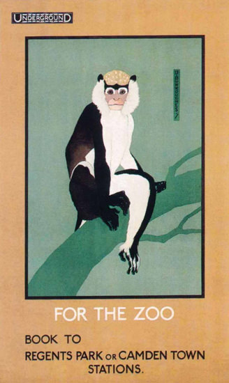 London Underground Zoo Capuchin Monkey | Vintage Travel Posters 1891-1970