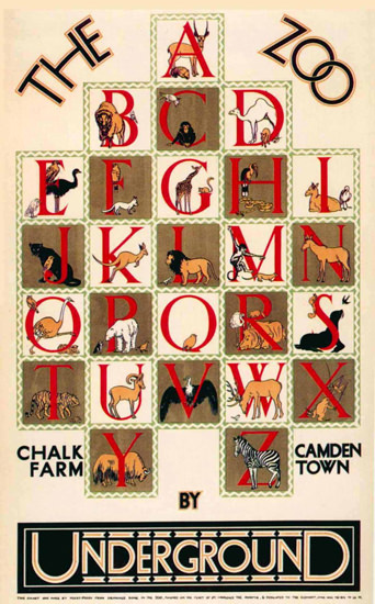 London Underground Zoo Chalk Farm Camden | Vintage Travel Posters 1891-1970