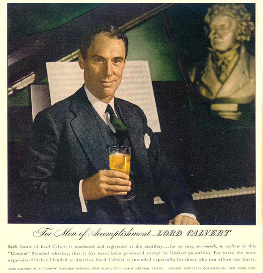 Lord Calvert Pianist 1944 | Sex Appeal Vintage Ads and Covers 1891-1970