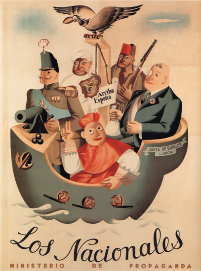 Los Nacionales Junta De Burgos Lisboa Espana | Vintage War Propaganda Posters 1891-1970