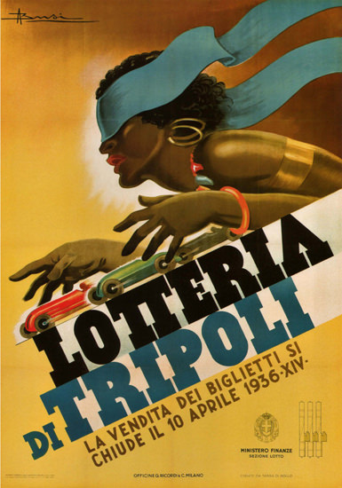 Lotteria Di Tripolo 1936 Italy Italia Black Woman | Sex Appeal Vintage Ads and Covers 1891-1970