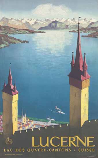 Lucerne Lac Des Quatre Cantons Suisse Switzerland 1936 | Vintage Travel Posters 1891-1970