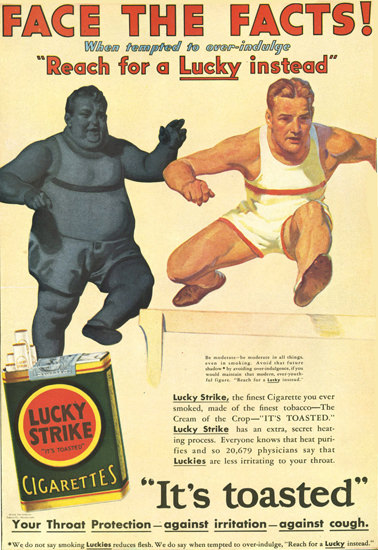 Lucky Strike Athlete Fact The Facts Cigarettes | Vintage Ad and Cover Art 1891-1970