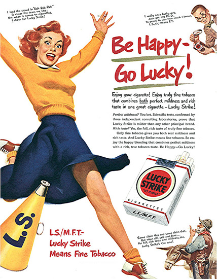 Lucky Strike Be Happy Go Lucky Sport 1950 | Sex Appeal Vintage Ads and Covers 1891-1970