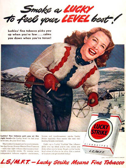 Lucky Strike Cigarettes 1953 Skier | Vintage Ad and Cover Art 1891-1970