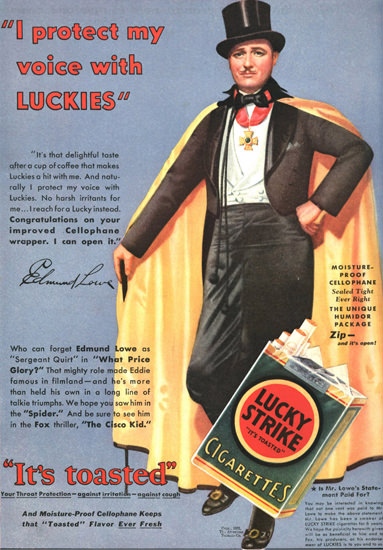 Lucky Strike Edmund Lowe Sergeant Quirt | Vintage Ad and Cover Art 1891-1970